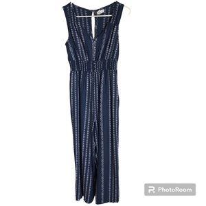 Japna Women's Blue V-Neck Sleeveless Boho Jumpsuit